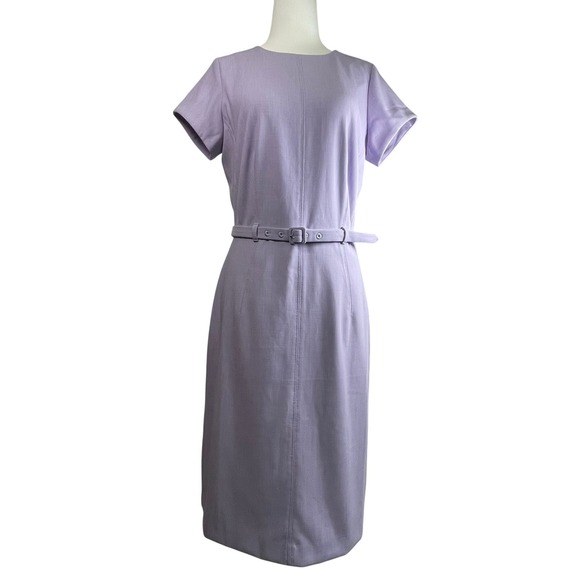 Ann Taylor Dresses & Skirts - Ann Taylor Womens‎ 4T Lavender Purple Belted Sheath Dress Short Sleeve